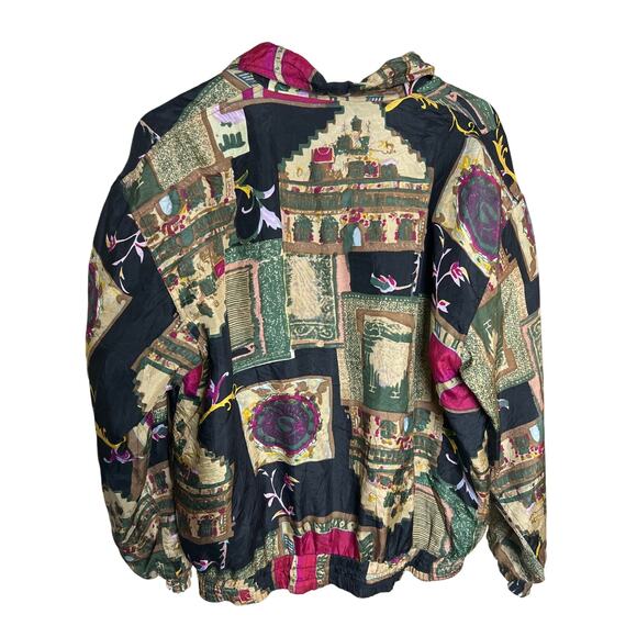 Bogari Silk Zip up Bomber Jacket AOP Colors Lightweight Small - Picture 2 of 8